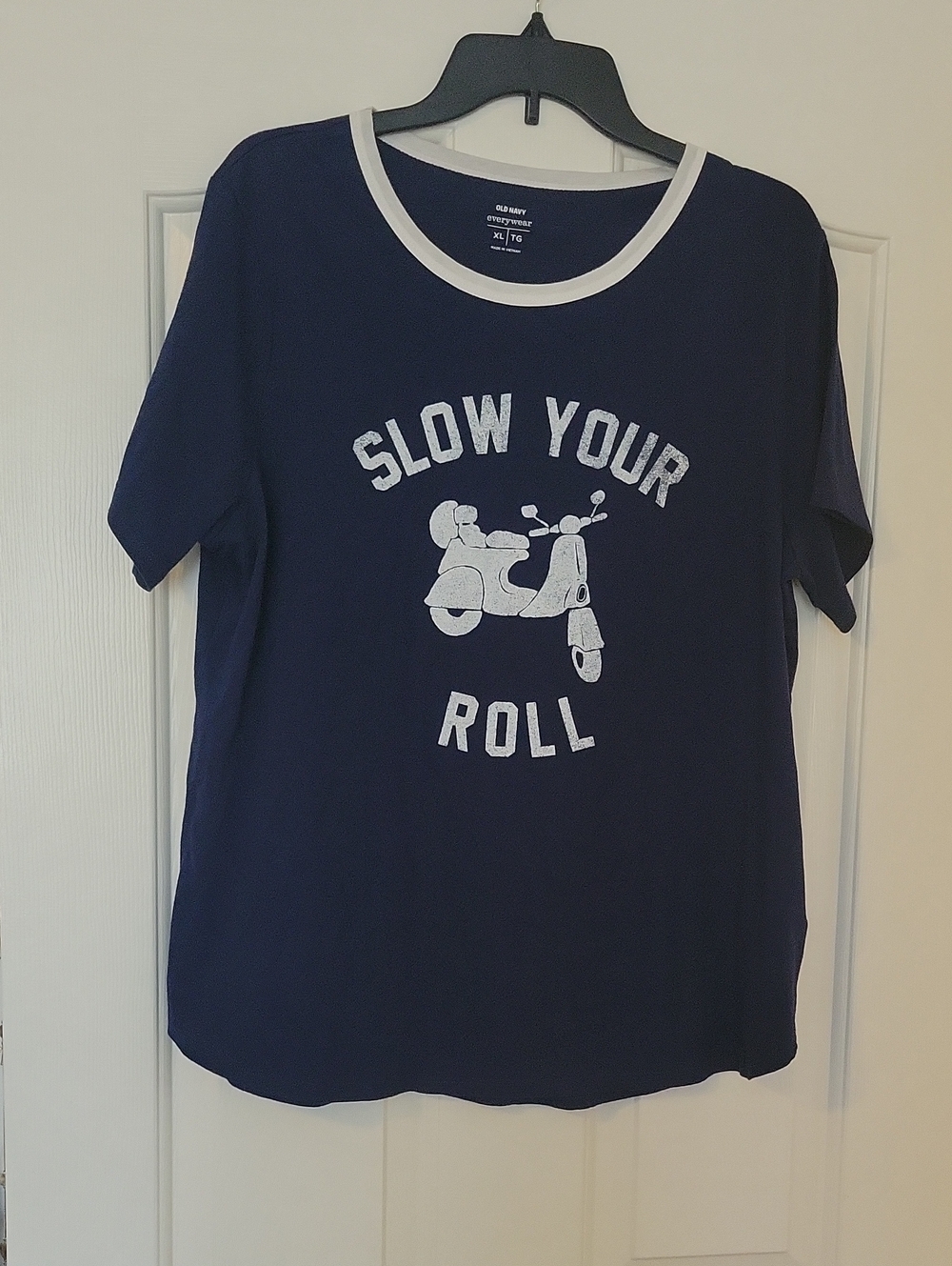 Old Navy Navy Tee with White Scooter Graphic and Trim
